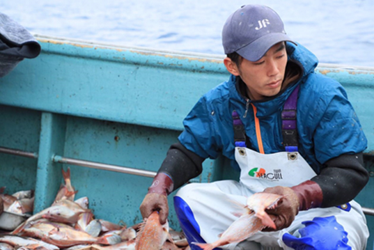 小型底引き網（手繰網）漁、一本釣りKさん2